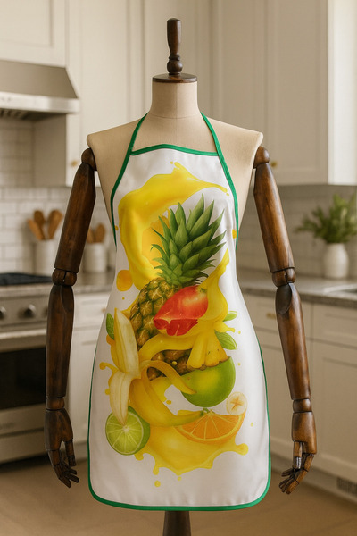 Limon Soft مريلة مطبخ مقاومة للسوائل والبقع ومطبوعة رقميًا