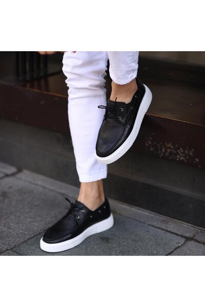 SailLakers - Siyah Deri Erkek Günlük Ayakkabı 101-8032-HE1065