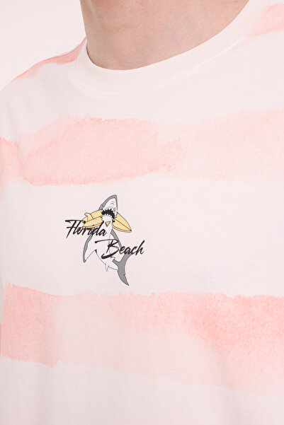 lumberjack Ανδρικό κοντομάνικο μπλουζάκι ML STRIPE 11HL110 5FX Salmon