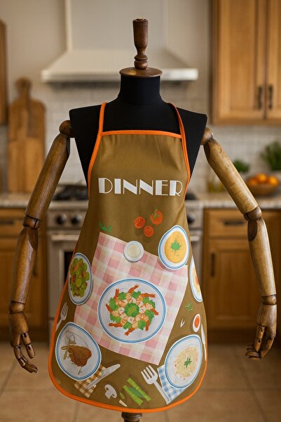 Limon Soft مريلة مطبخ مطبوعة رقمية مقاومة للماء ومقاومة للبقع، طبق الروبيان