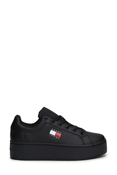 Tommy Hilfiger Kadın / Kız Marka Logolu Platform Topuklu Şık Görünüşlü Gündelik Kullanıma Uygun Siya