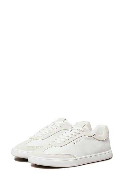 Calvin Klein CUPSOLE LACE UP - LTH SUE Beyaz Kadın Sneaker