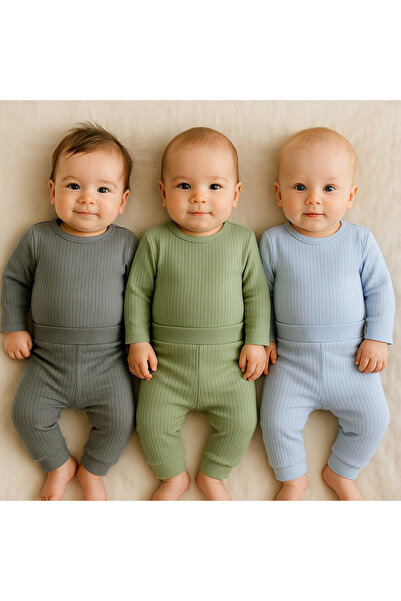 EFU BABY 3-Piece Unisex Cotton Reported Baby Basic Body Pants Set