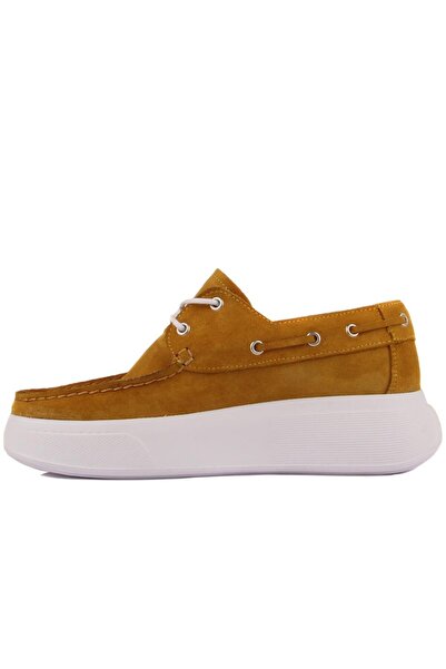 SailLakers Sail Lakers - Mustard Color Suede Leather Lace-Up Women's Casual Shoes