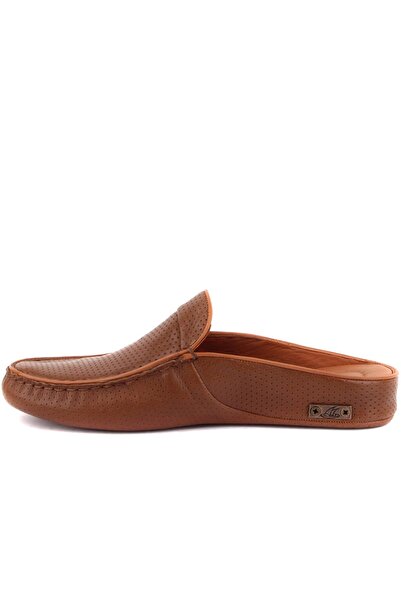 SailLakers - Ανδρικές παντόφλες σπιτιού με λεπτομέρεια από δέρμα Tan 110-547-X