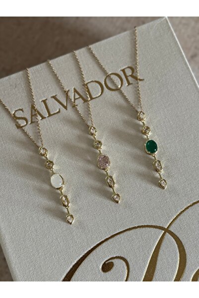 LUXSTONE Y Necklace White Stone Steel Necklace