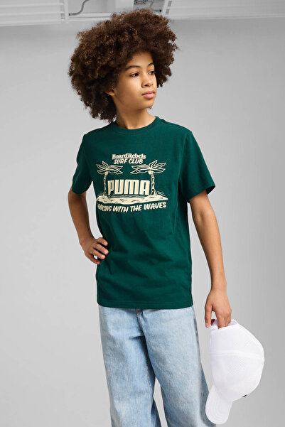 Puma MID90S Graphic Tee III B Yeşil Unisex Çocuk Kısa Kol T-Shirt