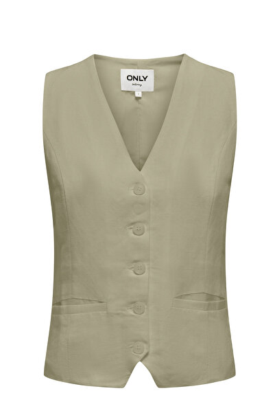 ONLY ONLWINDY LIFE S/L LINEN B Yeşil Kadın Yelek