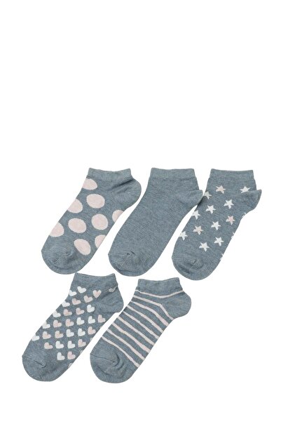 Polaris KALP 5 LI PTK-W 5PR Mavi Kadın 5'li Patik Çorap