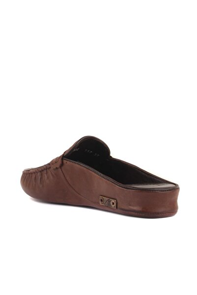 SailLakers - Γυναικείες παντόφλες σπιτιού από δέρμα σε χρώμα βιζόν 109-557-X