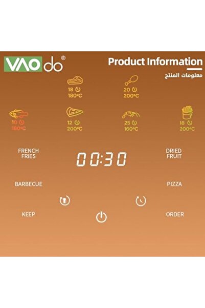 VAODO Air Fryer Oven, 15L Countertop Oven with Convection Temp 6 Custom Presets Large Air Fryer