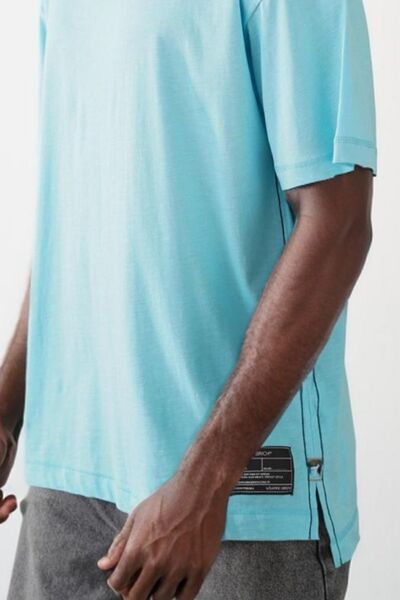 Balenbi Μπλουζάκι Unisex Oversize σε Τυρκουάζ Χρώμα - Πισ Κολάρα, Κεντημένη Φούστα