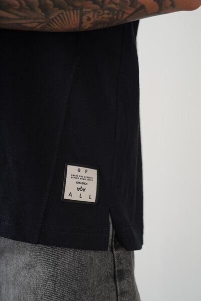 Balenbi Μαύρο Unisex Oversize T-Shirt - Πισ Κολάρα, Κεντημένη Φούστα