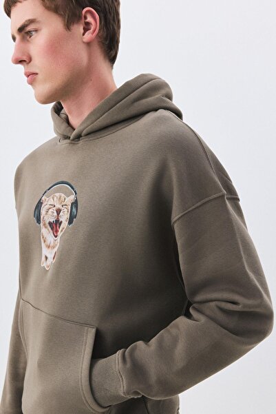 Trendiz Unisex Headphone Cat Sweatshirt Anthracite