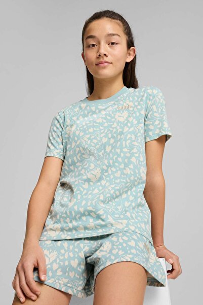 Puma FLAMING LOVE AOP Tee G Зелена къса ръкавна тениска за момичета