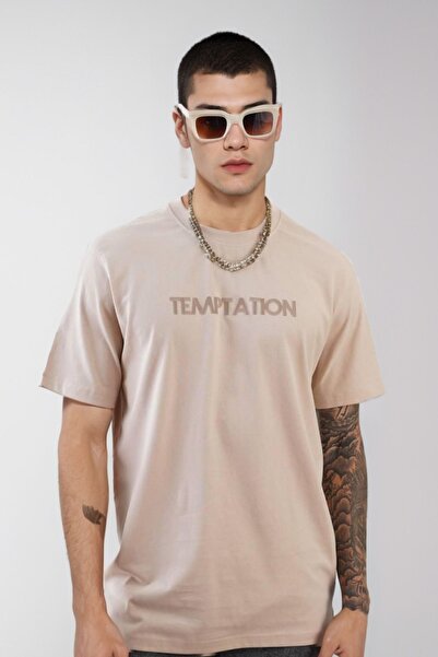 Balenbi Ανδρικό μπλουζάκι με στάμπα σε μπεζ Temptation με κανονική εφαρμογή