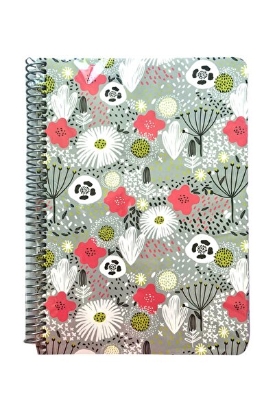Lizy Collection Spiralli Defter SPRB5 - Kırmızı Beyaz Çiçekler