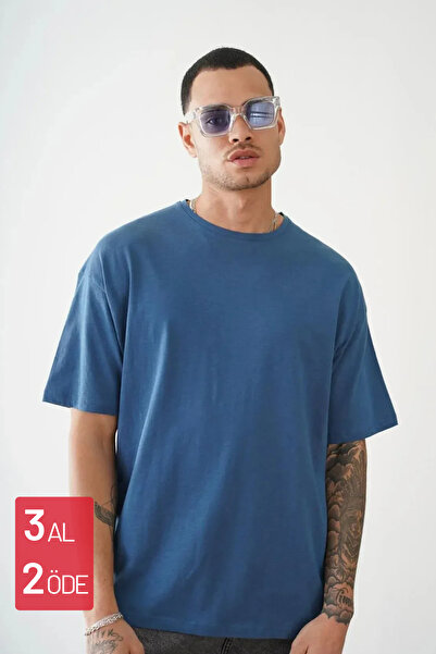 Balenbi Μπλουζάκι Unisex Indigo Oversize με στάμπα βρώμικο γιακά