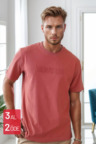 Mogi Butik Tricou bărbați din bumbac pieptănat, cu imprimeu prin injecție, 3062