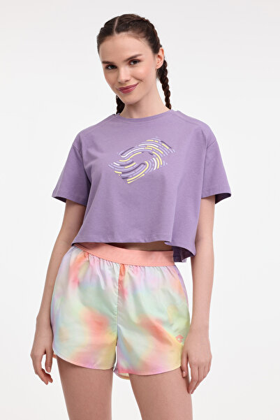 Lotto W-SHINEN TEE 5FX Mor Kadın Kısa Kol T-Shirt