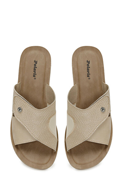 Polaris 609008.Z5PR Bej Kadın Dolgu Topuk Terlik