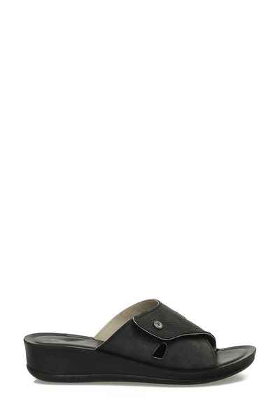 Polaris 609008.Z5Pr Black Women's Wedge Heel Slippers