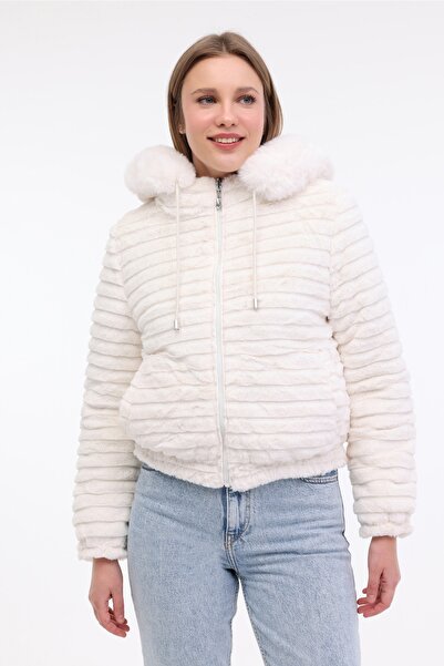 lumberjack WL ALBA 2CN2120 4PR Ekru Kadın Kısa Kaban