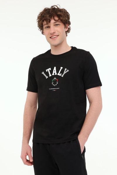 lumberjack ml Renato 11ıtl1030 5fx Μαύρο ανδρικό κοντομάνικο μπλουζάκι