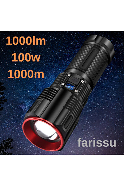 farissu Small Sun SM-313 100W 1000 Lumen LED El Feneri - 1-1,5 KM Menzil, Aya...