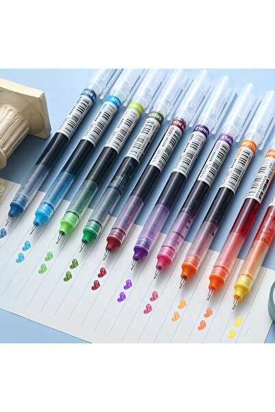 Choice 12 قلم حبر جاف دوار، حبر سريع الجفاف، أقلام حبر جل سائل برأس رفيع للغاية 0.5 مم