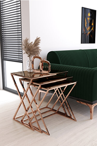 Nies Aksesuar 3'lü LÜX KARE ZİGON BAKIR AYAK BRONZ AYNA