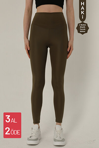 Mogi Butik 3022 Χακί ψηλόμεσο γυναικείο κολάν αδυνατίσματος καλοκαιριού