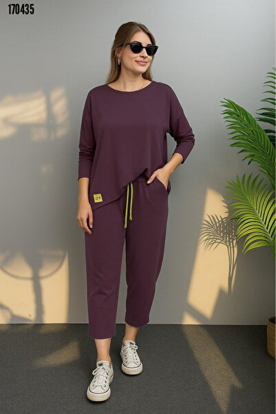 twomeey Women's Long Sleeve Two-Piece Viscose Fabric Set