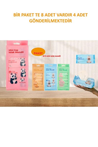 Genel Markalar garaccu 1 paket 4 Lİ Mini Islak Cep Mendil 1 Paket 4 ADET