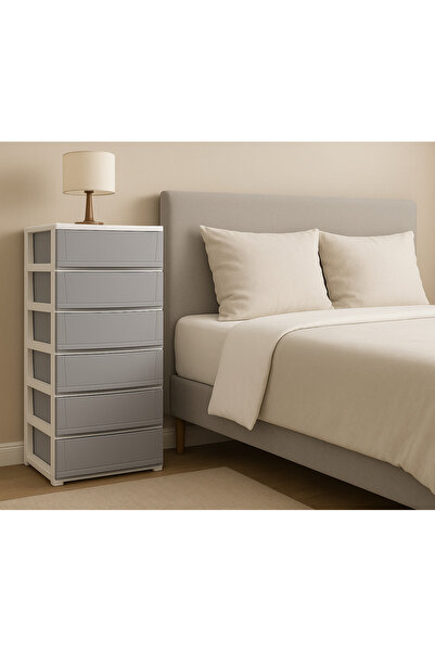 ALMUFARREJ أدراج تخزين بلاستيكية متعددة الأغراض بستة طبقات، 56×41×131 سم