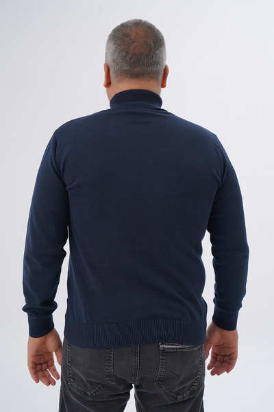 Trist Star Navy Blue Turtleneck Plus Size Sweater - 100% Cotton Trist-2001