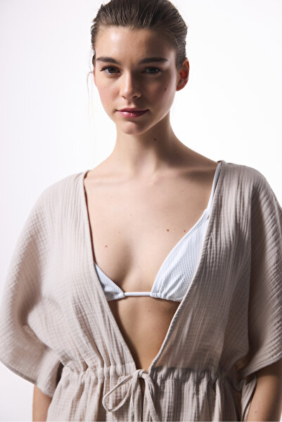 Penti Stone Color Jambo Muslin V-Neck Mini Oversize Kaftan