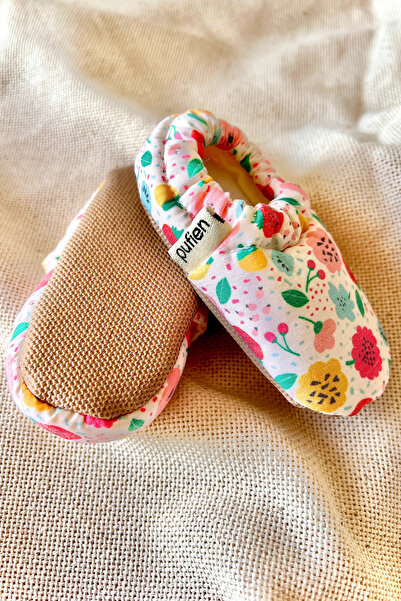 pufien Flower and Fruit Patterned Cotton Summer Baby Booties - Flexible Soft and Non-Slip Soles