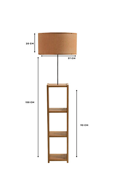 HOMİNG Dekoratif Raflı Lambader Silindir Şapka Sütlü Kahve