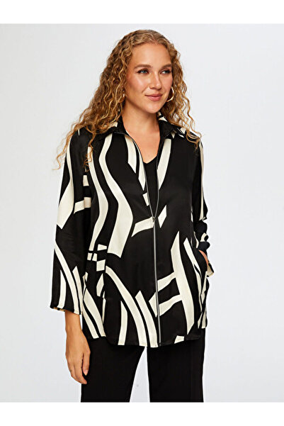 Faik Sönmez Monochrome Pattern Zippered Tunic W26Tnk006