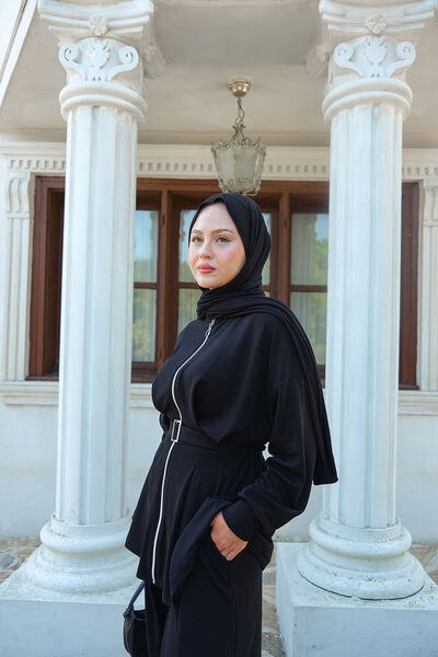 LOCCO Set de damă cu detaliu pliat în talie, negru