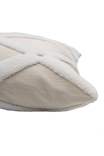 HAMUR Ecru Bella - Special Design Jacquard Patterned Decorative Pillow Cushion Cover