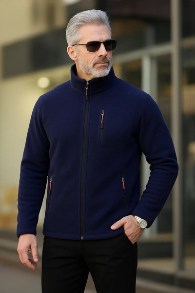 COMBİNE MİCHAİL Lacivert Renk Fermuarlı 3 Cepli Polar 1209