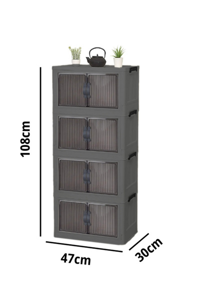 EVONİTA 4 Katlı Plastik Kapaklı Dolap – Çok Amaçlı Saklama & Ayakkabı Düzenleyici, Mutfak Banyo Balkon