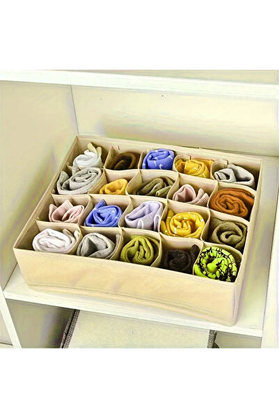 awwaline Clothing Organizer with 20 Compartments, awwaline, Beige, 32 x 32 x 10 cm