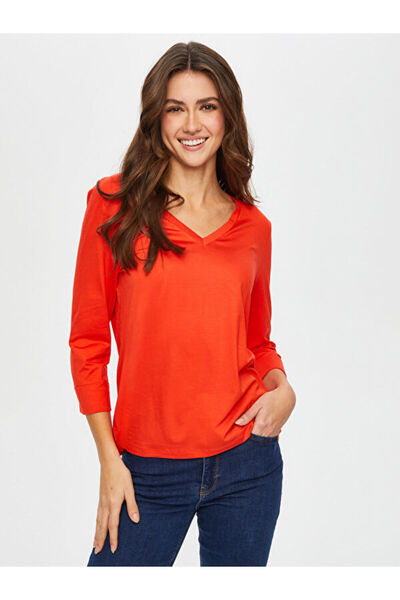 Faik Sönmez Μπλουζάκι με λαιμόκοψη V και τριών τετάρτων μανίκια S25TSH005