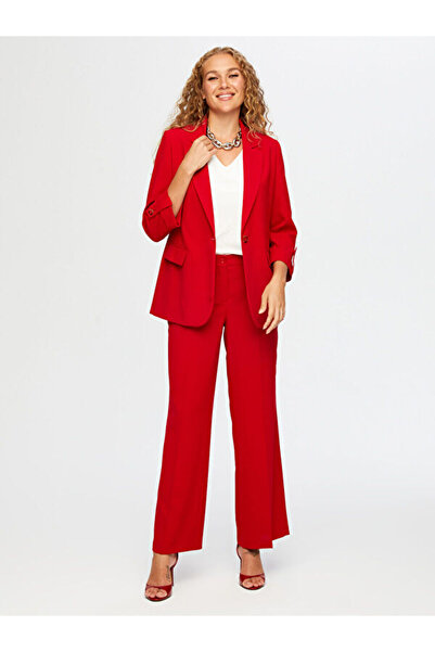 Faik Sönmez Stylish Crepe Jacket with Epaulet Sleeves W26Ckt018