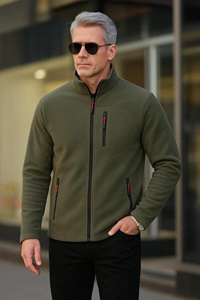 COMBİNE MİCHAİL Haki Renk Fermuarlı 3 Cepli Polar 1209