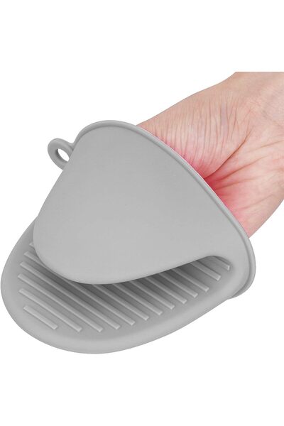 awwaline Set 2 oven mitts made of silicone, awwaline, gray, 10 x 8 cm