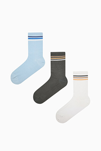 Penti Πολύχρωμες κάλτσες τριπλής λωρίδας μπλε πράσινες 3 τεμαχίων